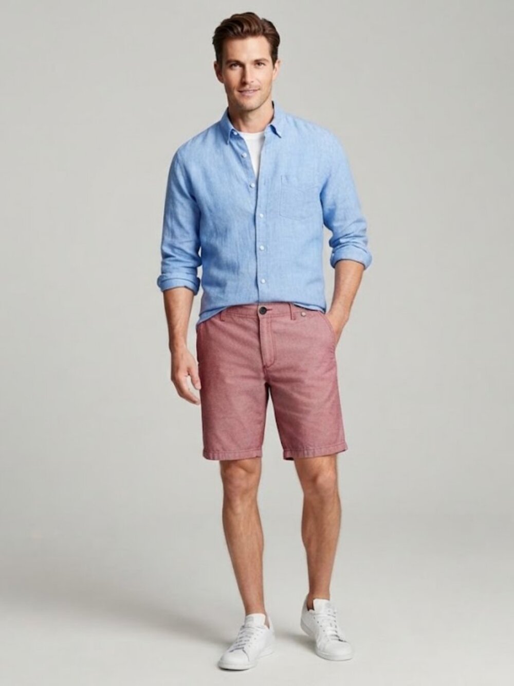 Modern Amusement Burgundy Red Chino Walk Shorts Size 32 10.25" Inseam